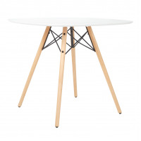 OSP Home Furnishings ALNDT-11 Allen Dining Table in White with Wood Legs